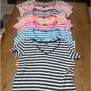 Lot of 6 Vintage Ralph Lauren Striped V Necks